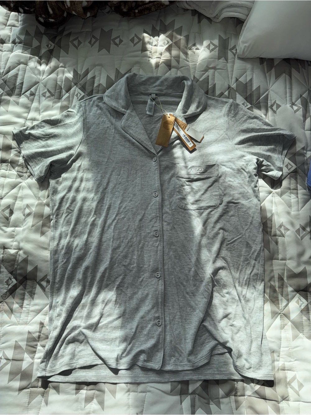 Skims Sleep Short Sleeve Button Up Pajama Shirt